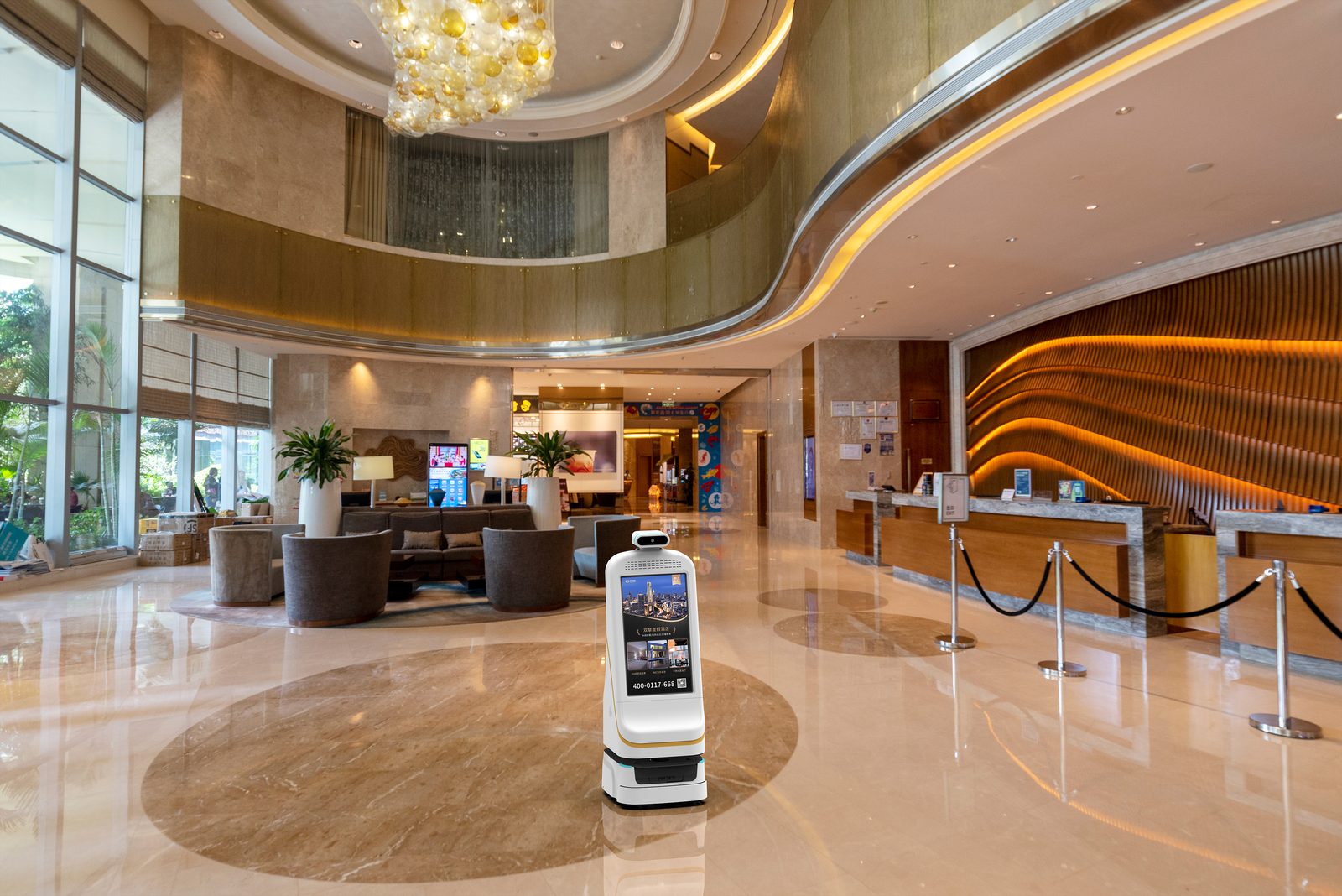 Xiaoqing FW-24M service robot at reception