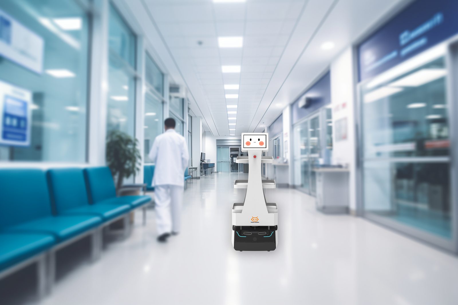 Hospital corridor robot delivery